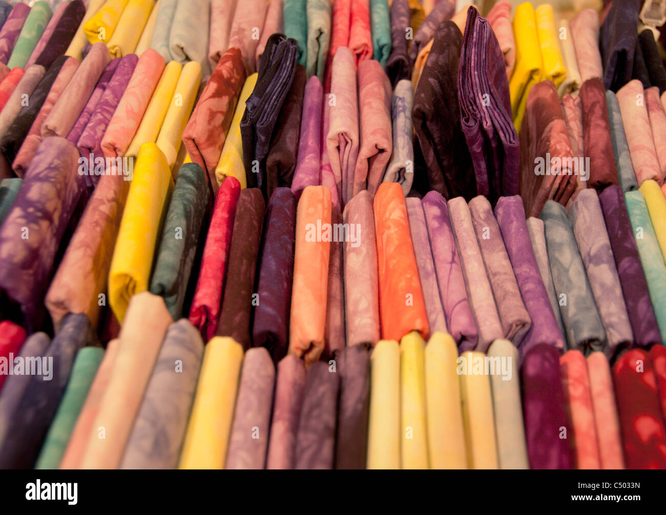 Fabric on sale at the Vermont Quilt Festivle Stock Photo Alamy