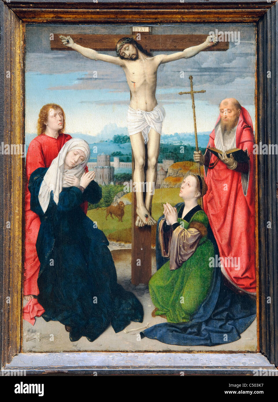 The Crucifixion, ca. 1495–1500, by Gerard David, Netherlandish, Oil on wood, Metropolitan Museum of Art, New York City Stock Photo