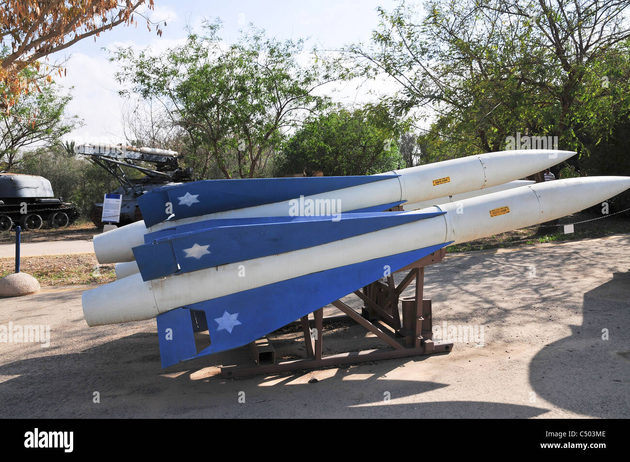 The national centre for Israel's aviation heritage. Anti-aircraft surface-to-air missiles Stock Photo