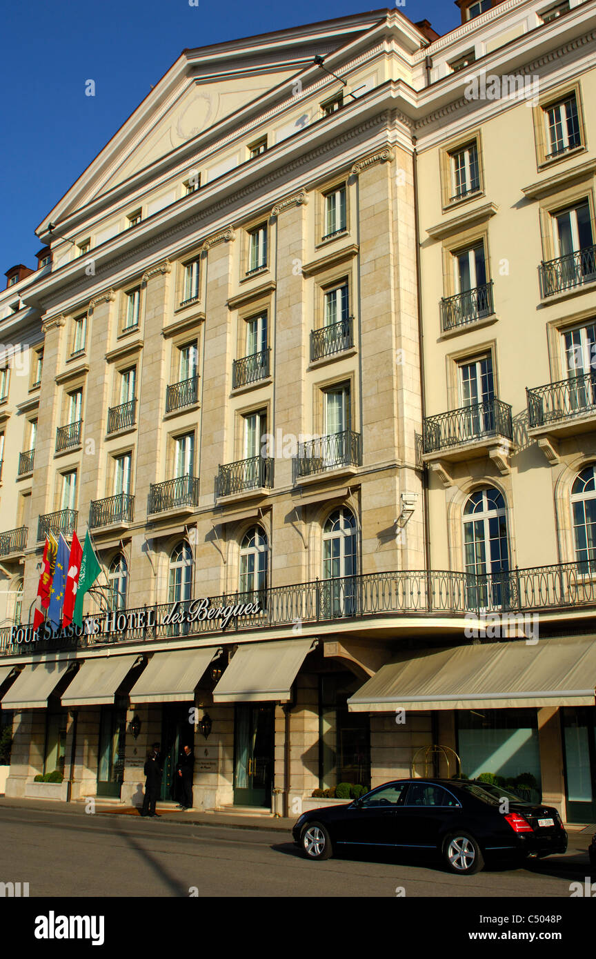 Four Seasons Hotel des Bergues, Geneva, Switzerland Stock Photo