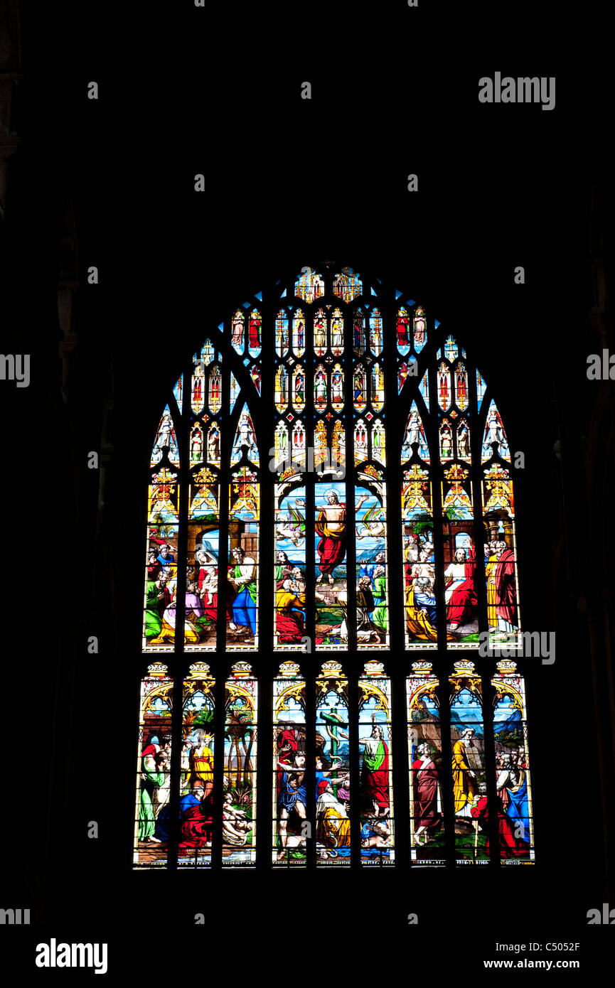 Stunning stained glass window in Norwich Cathedral, East Anglia, England Stock Photo Alamy