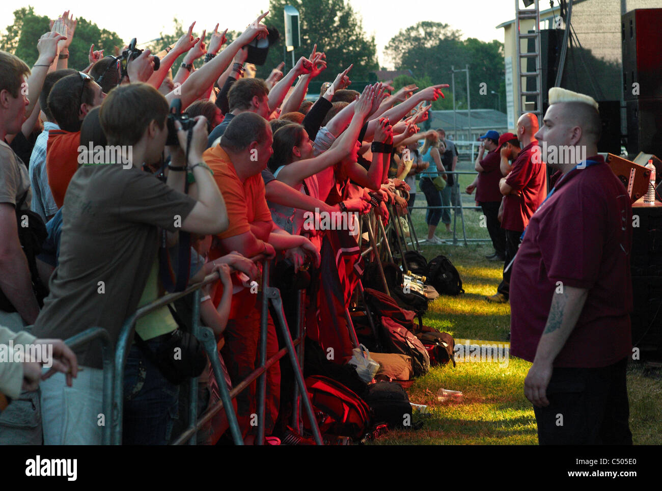 Audience and security of the Russian Rock Night, Berlin, Germany Stock Photo