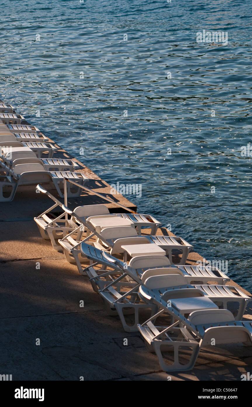 Deck chairs on beach adriatic hi-res stock photography and images - Alamy