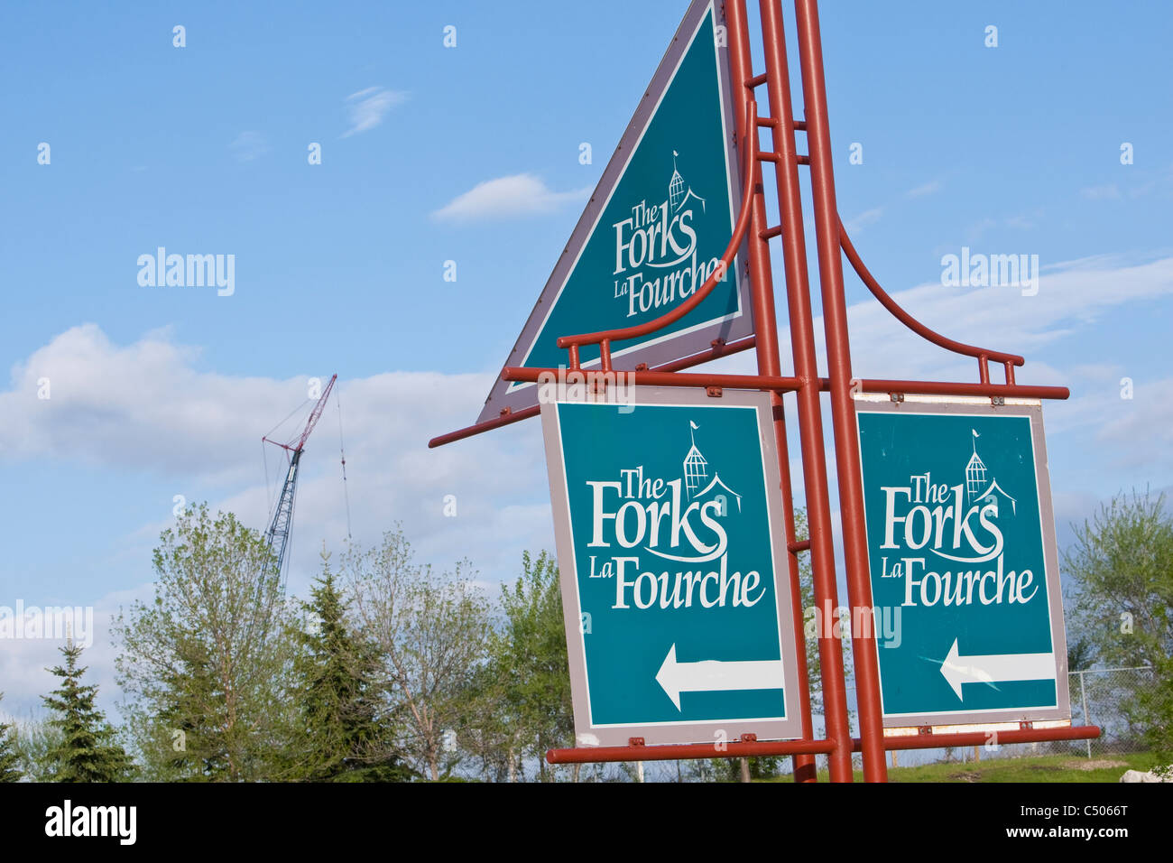 The Forks (La Fourche) sign is pictured in Winnipeg Stock Photo Alamy