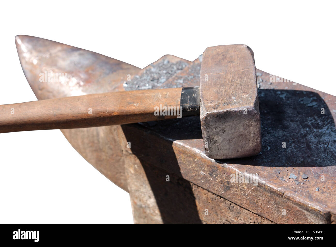 The tool of the smith, hammer and anvil on a white background Stock Photo -  Alamy