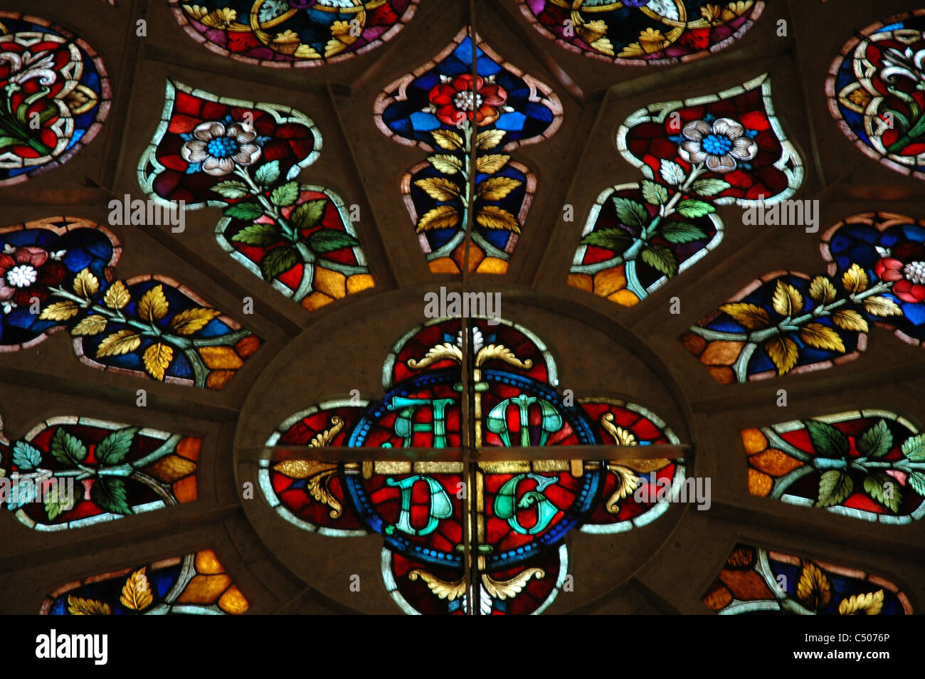 Stained glass -- Rose window Stock Photo - Alamy