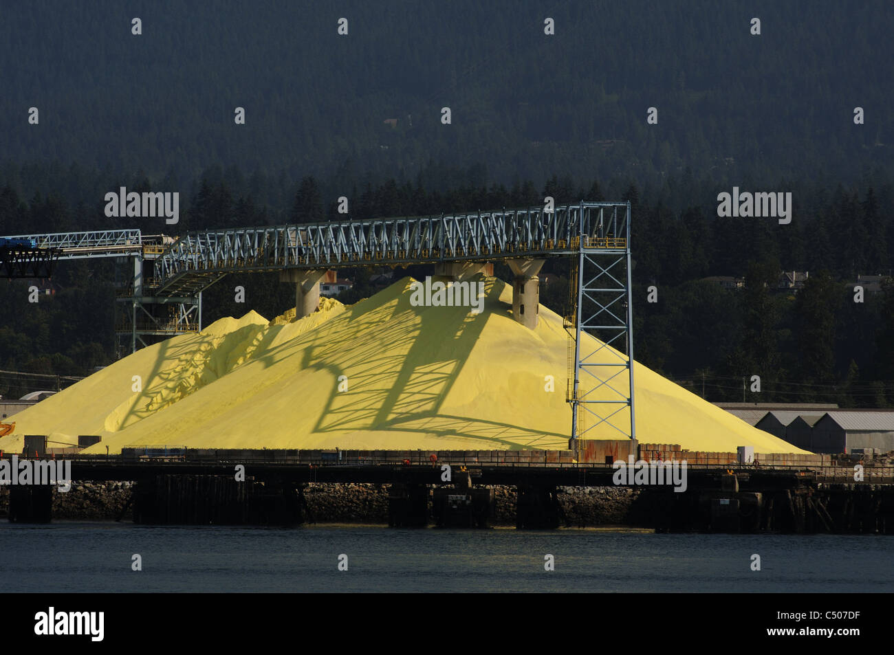 A pile of sulphur at Vancouver Harbour, Canada Stock Photo