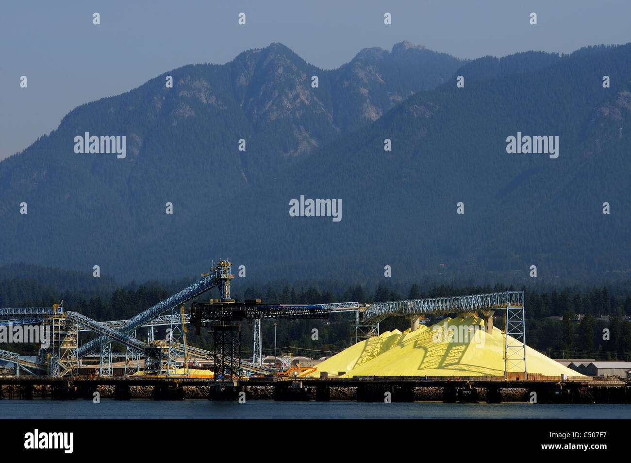 A pile of sulphur at Vancouver Harbour, Canada Stock Photo