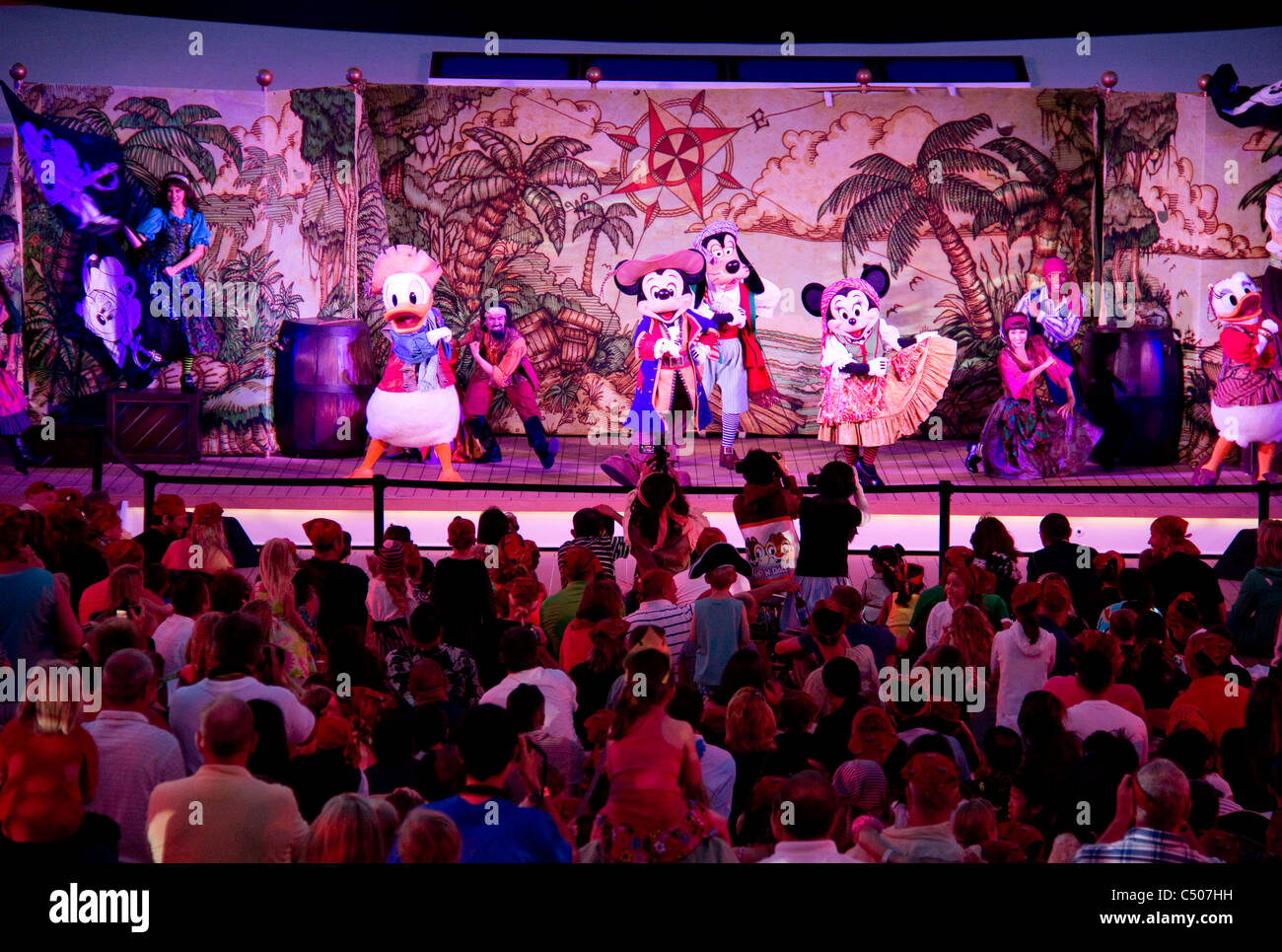 Disney Dream's Pirate Party Night brings out the crowds on the new vessel's 3-5 night Bahamas itineraries. Stock Photo