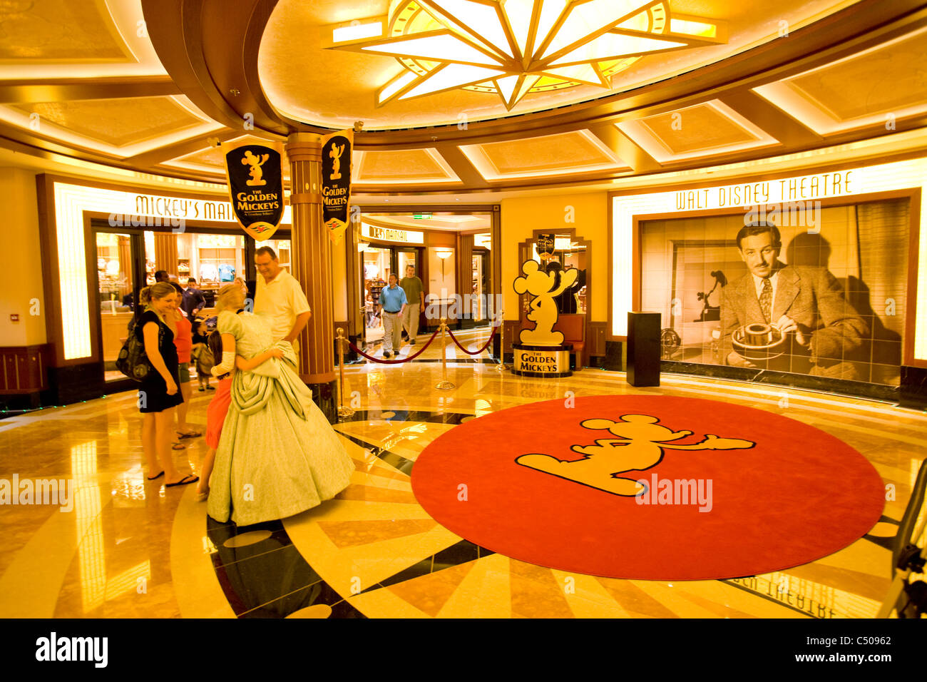 Disney Dream's shipboard shopping complex offers a variety of glitzy shops and boutiques, Bahamas Stock Photo