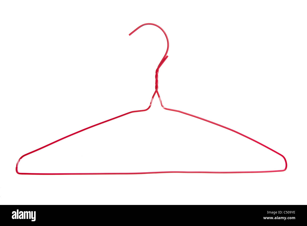 Red Clothes Hanger with white background Stock Photo