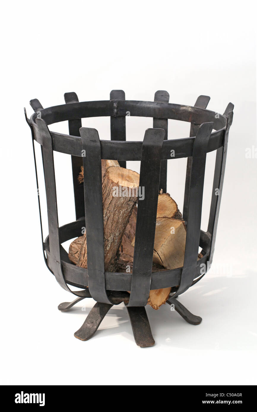 metal log basket Stock Photo Alamy