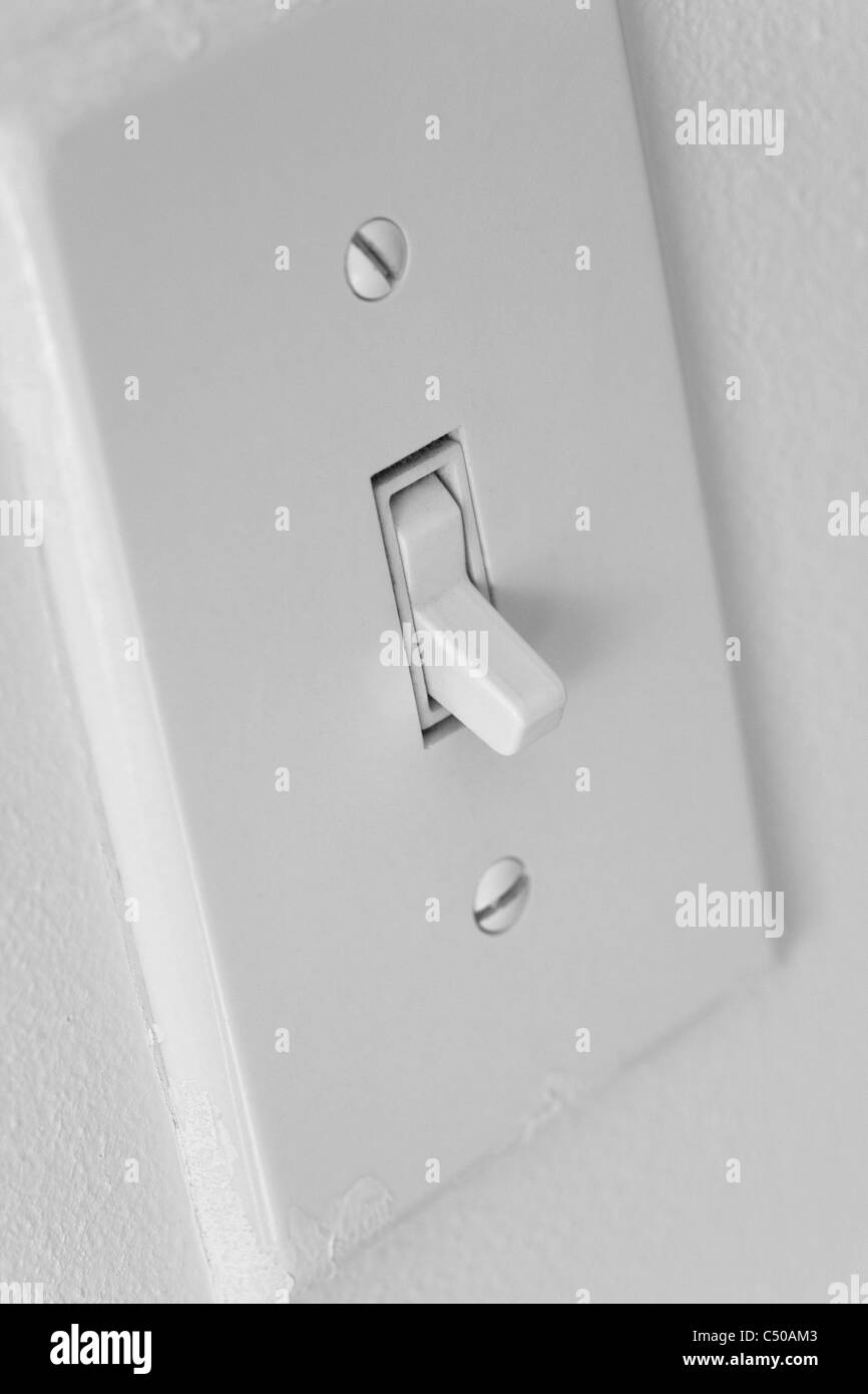 Light Switch close up shot, Environmental Conservation Stock Photo