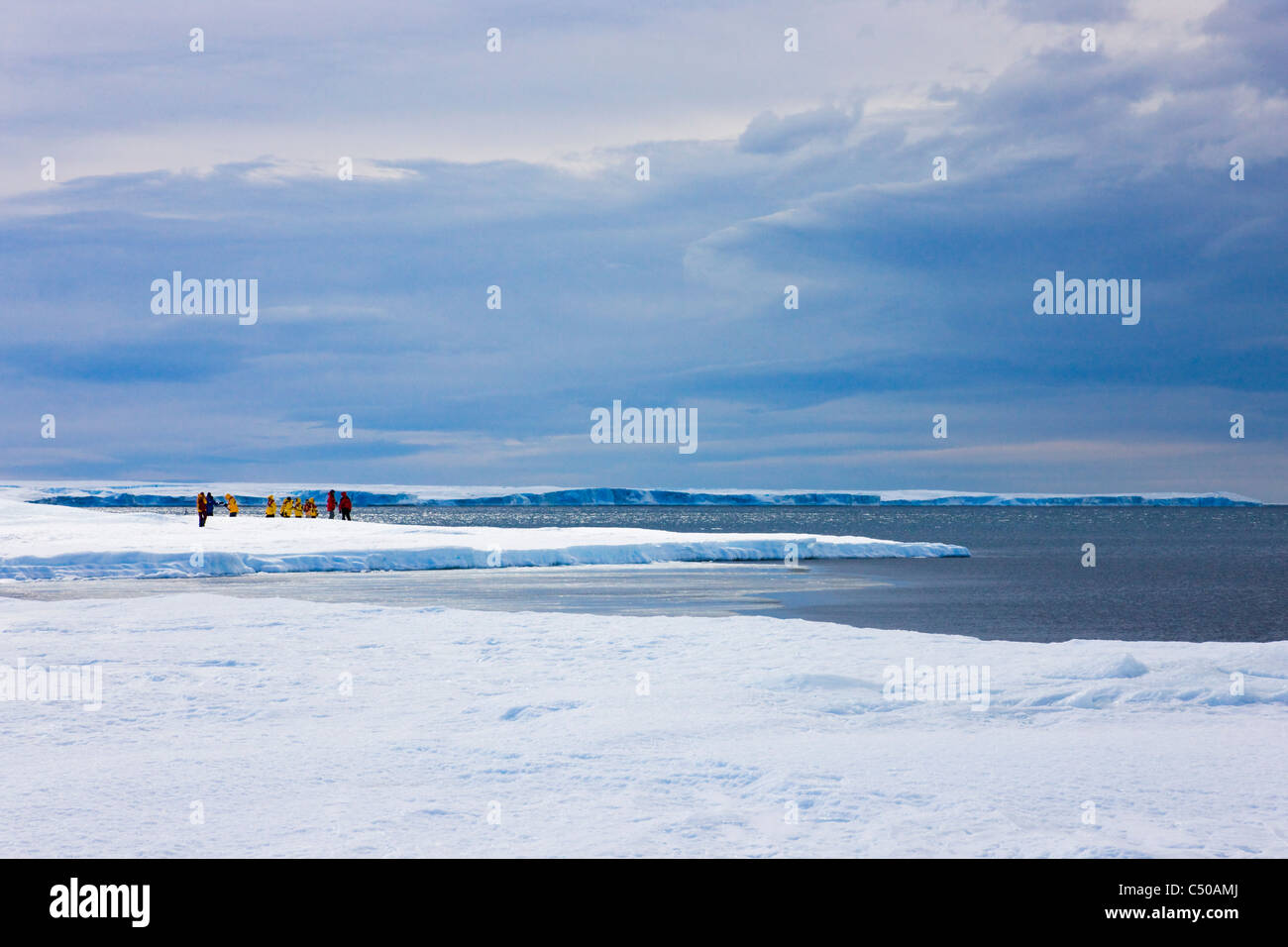 Tourists on Snow Hill Island, Antarctica Stock Photo