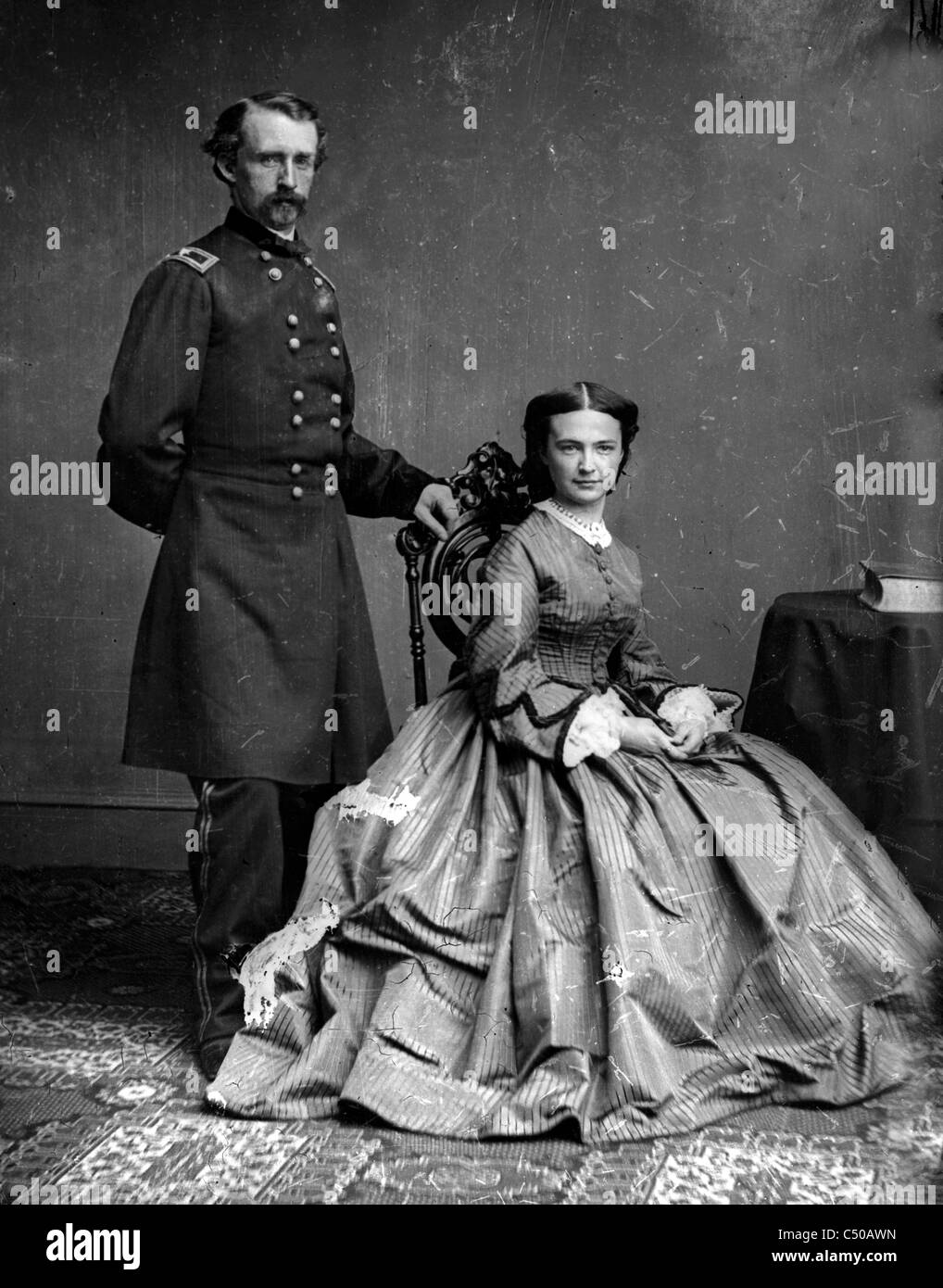 General Custer, George Armstrong Custer with his wife, Elizabeth 'Libbie' Bacon Custer Stock Photo