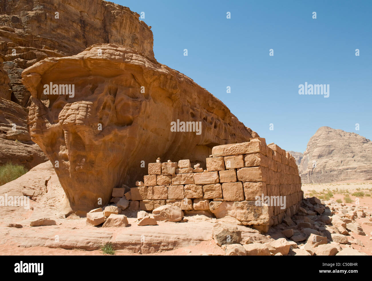 Wadi Rum, desert area in Jordan. Lawrence's House Stock Photo Alamy