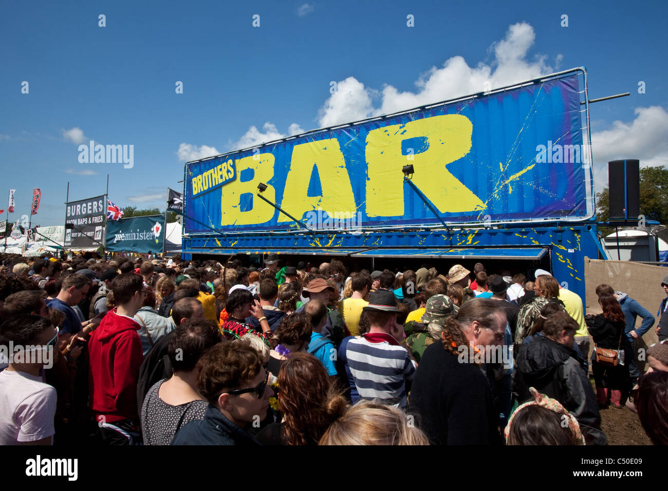 Brothers cider bar glastonbury festival hires stock photography and
