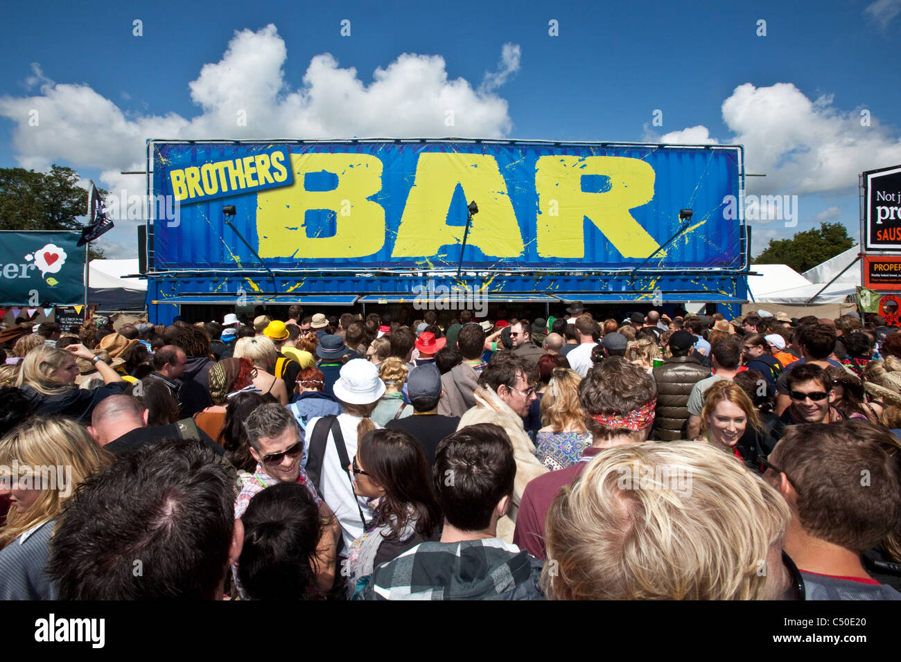 Brothers cider bar glastonbury festival hires stock photography and