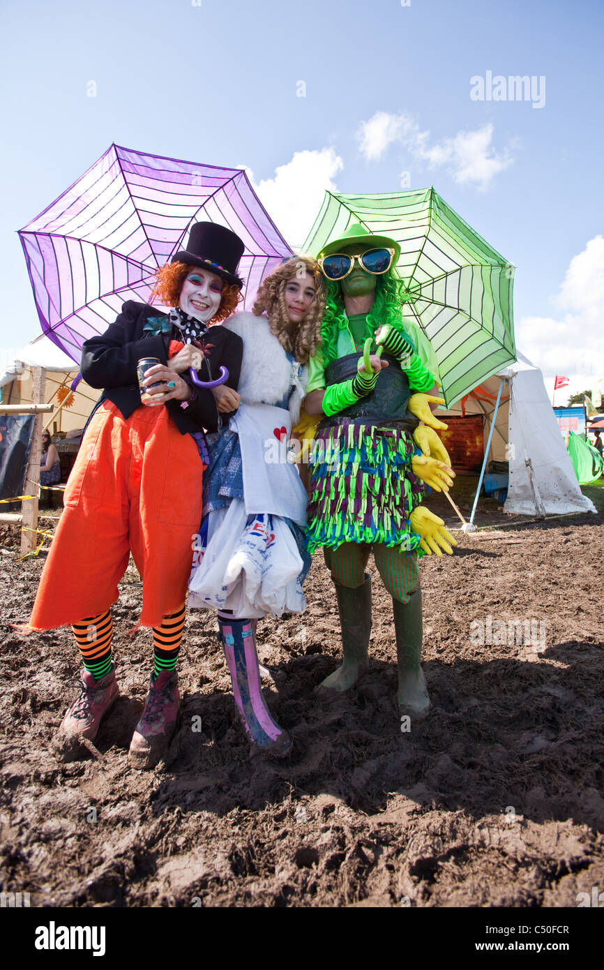 Alice in wonderland fancy dress at the Glastonbury Festival 2011 Stock Photo Alamy