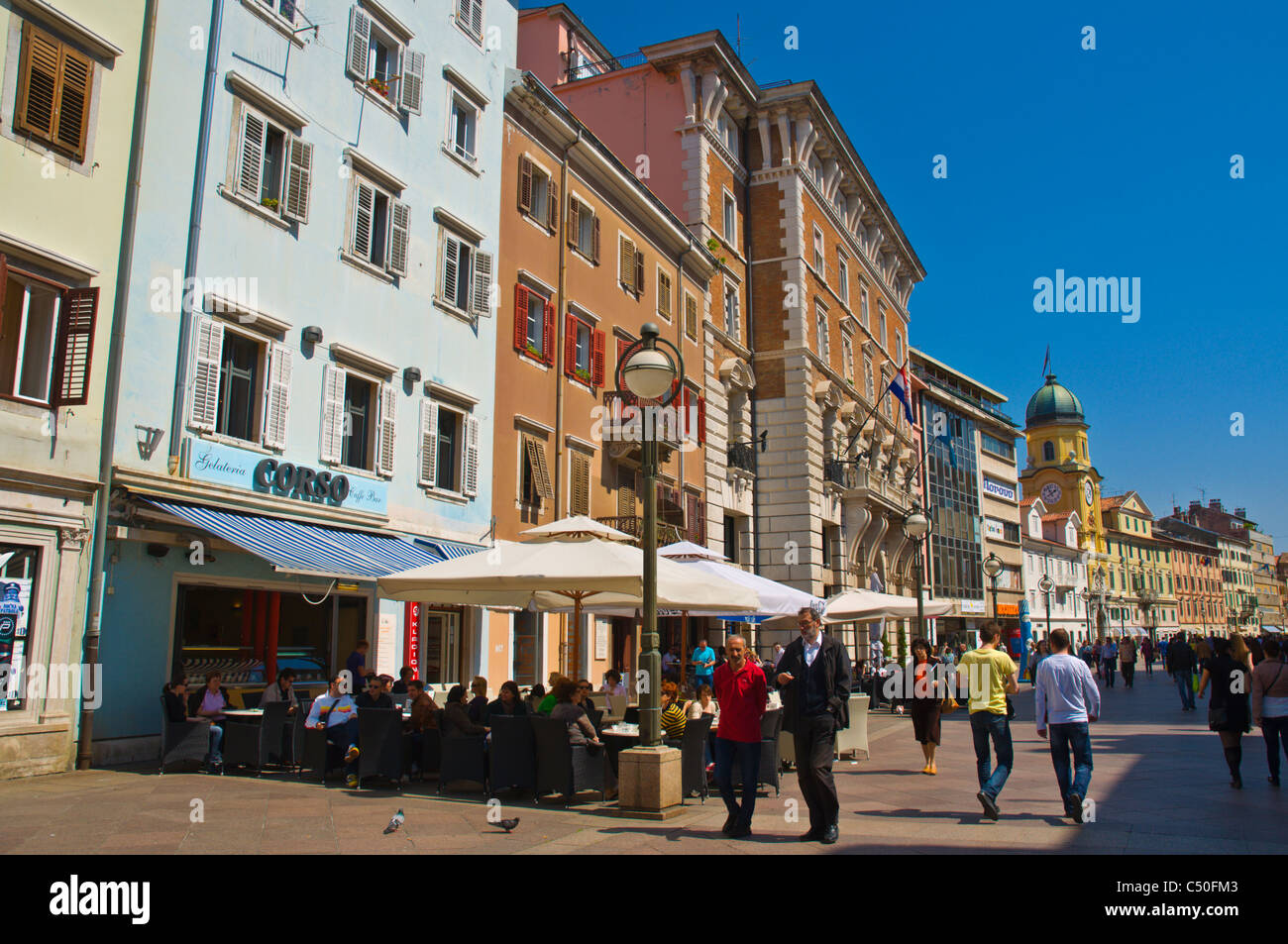 Korzo pedestrian street central Rijeka city by Gulf of Kvarner Croatia Europe Stock Photo