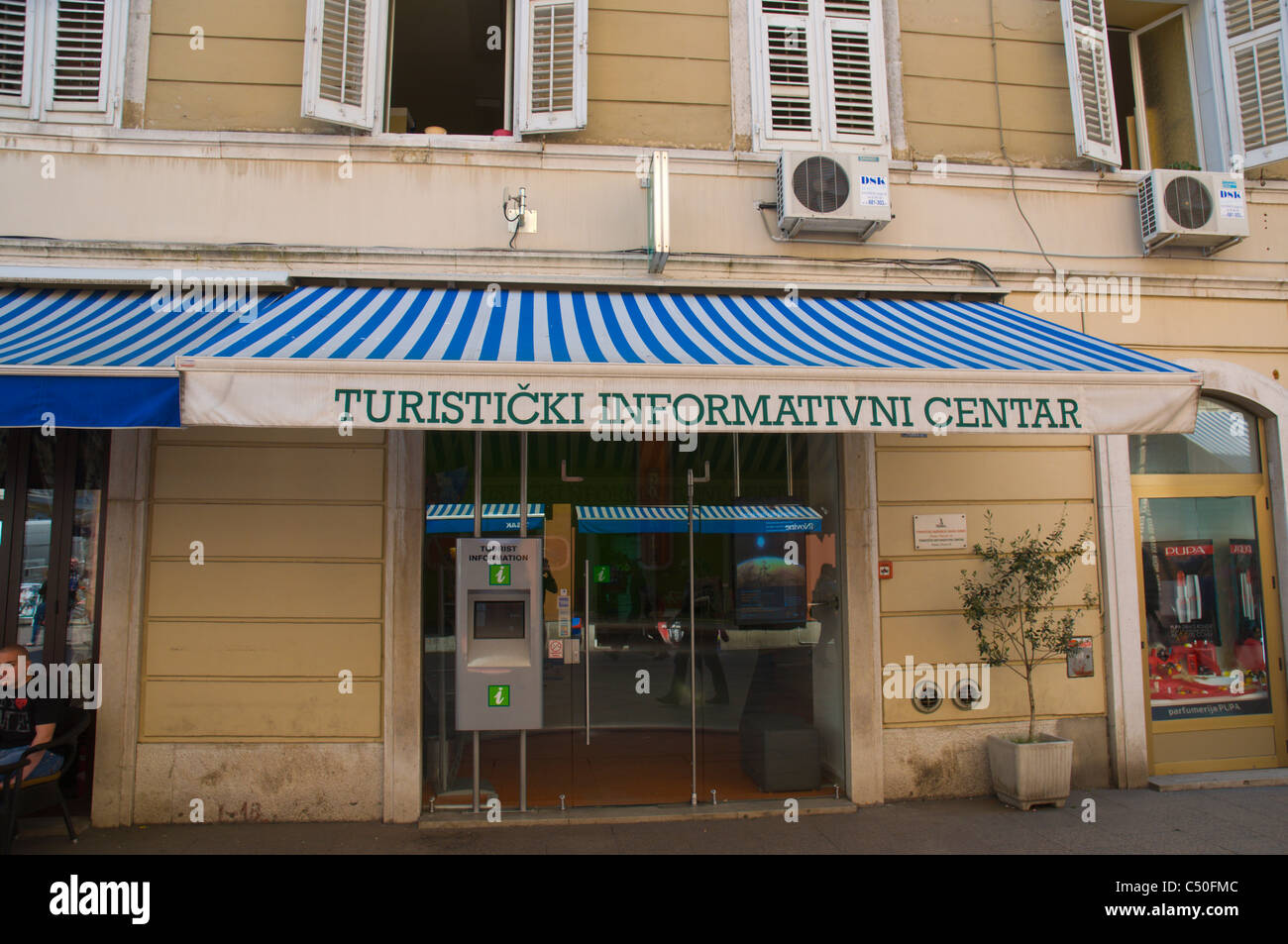 Tourist information office along Korzo pedestrian street central Rijeka city by Gulf of Kvarner Croatia Europe Stock Photo
