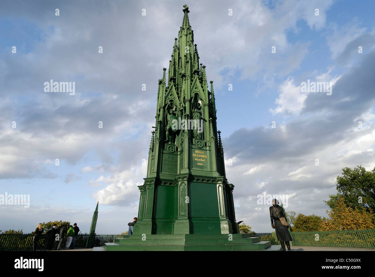 Berlin. Germany. The Kreuzberg monument (1821) in Viktoria Park commemorates victory over Napoleon. Stock Photo
