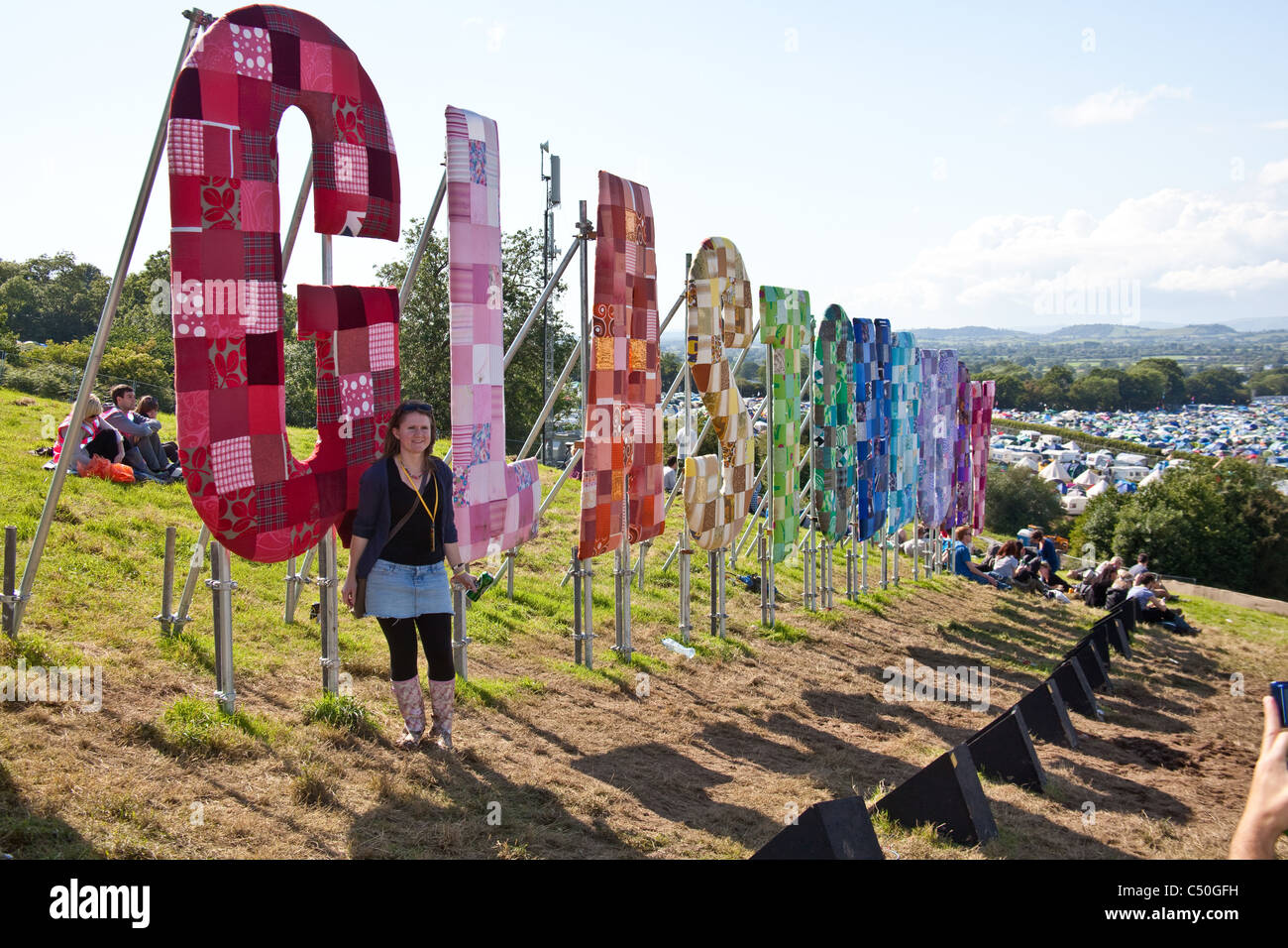 Glastonbury sign above the Park Stage, Glastonbury Festival 2011 Stock ...