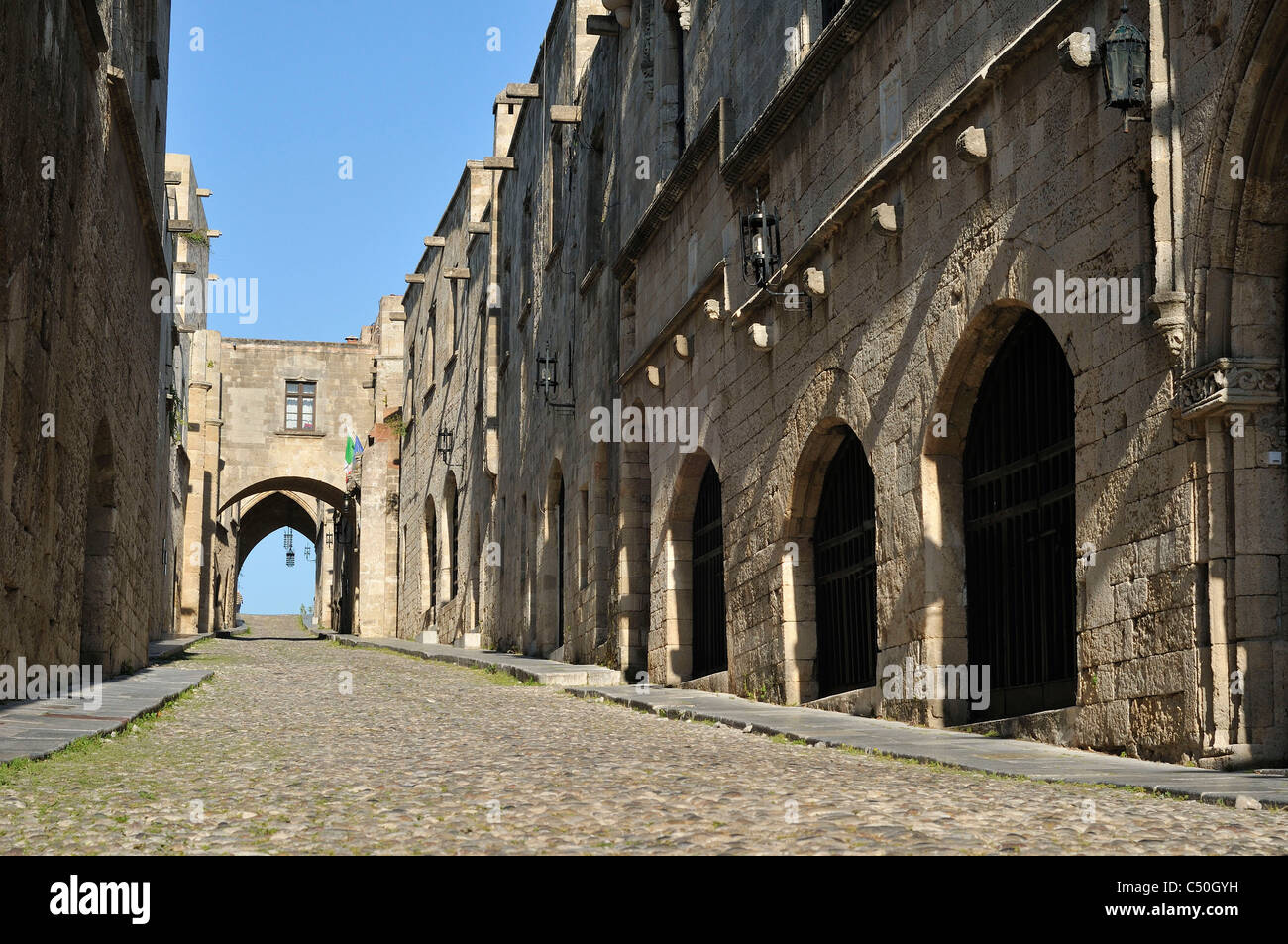 Rhodes. Dodecanese Islands. Greece. Avenue of the Knights (Ippoton), Old Town, Rhodes City. Stock Photo