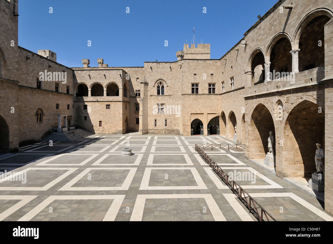 Rhodes. Dodecanese Islands. Greece. Courtyard of the Palace of Grand Masters, Old Town, Rhodes City. Stock Photo