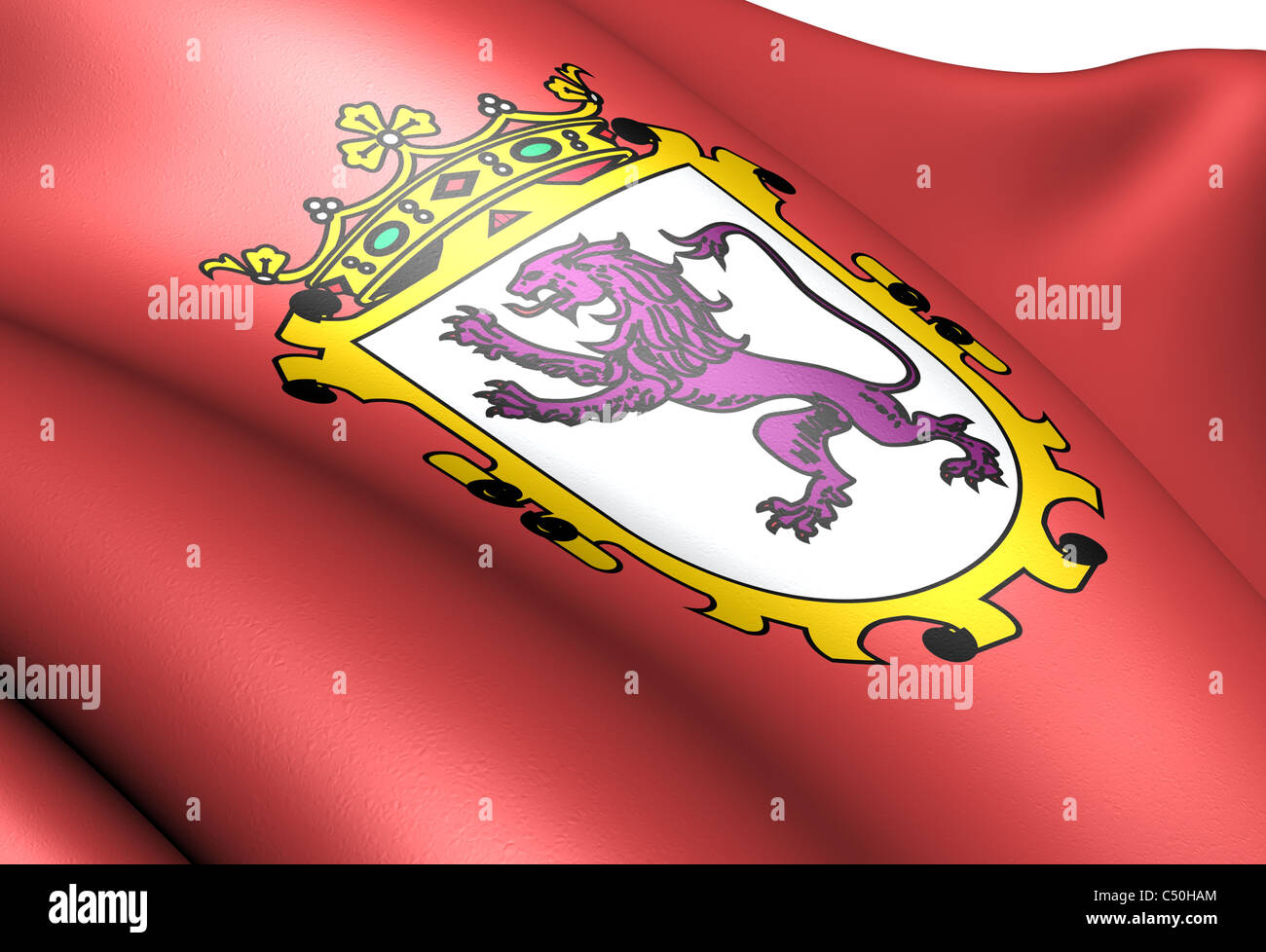 Flag of Leon. Close up. Stock Photo