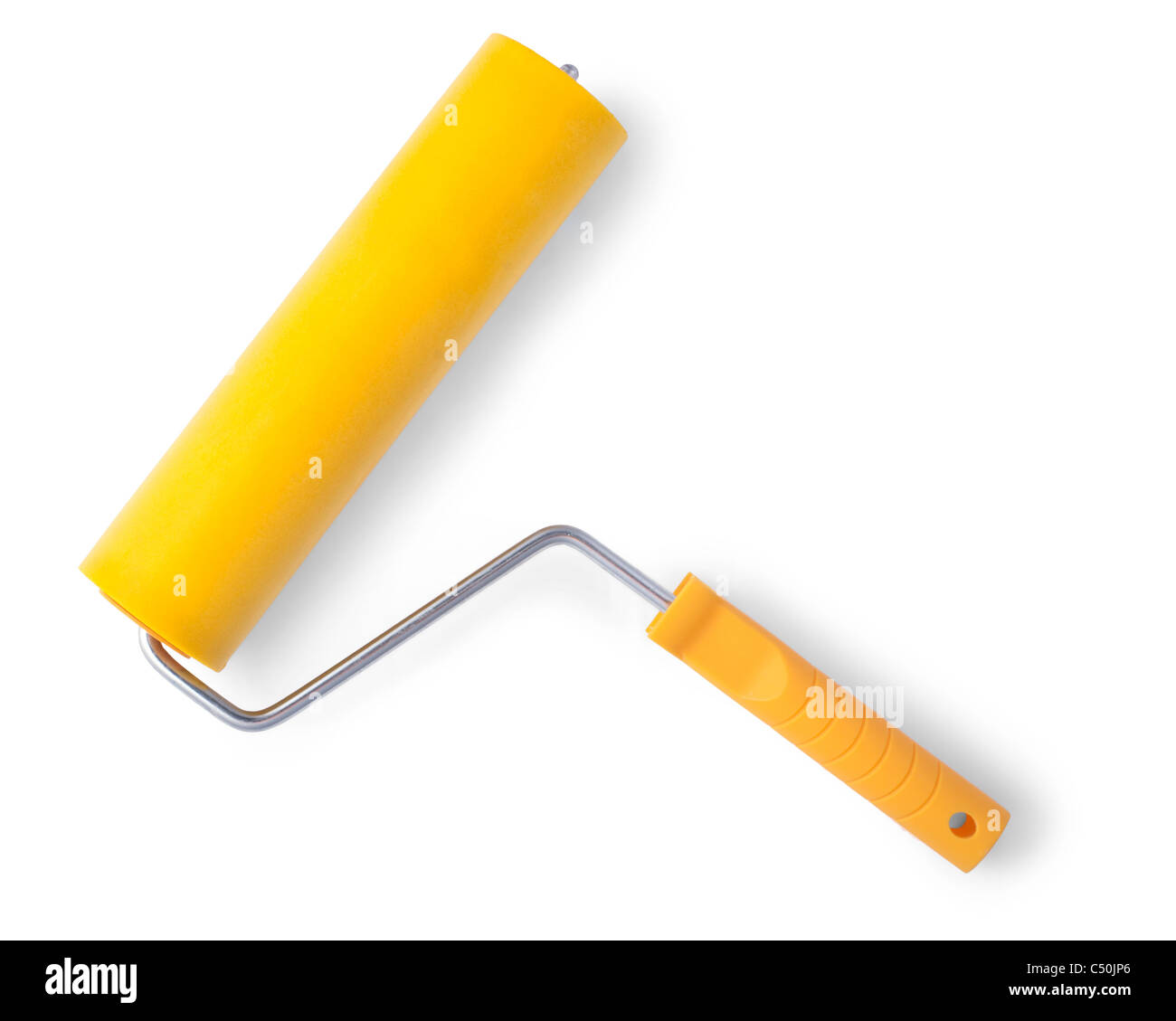 Yellow paint roller, isolated on white background. With shadow Stock Photo