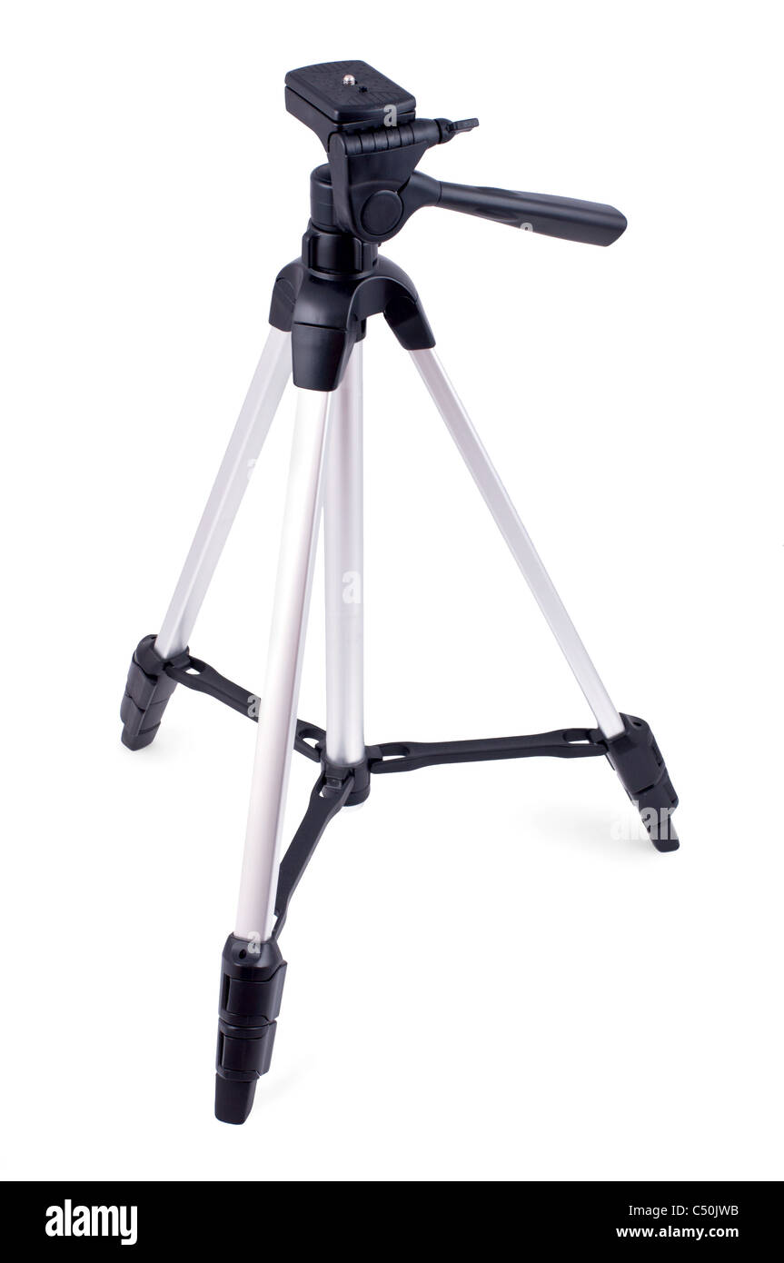 Camera tripod isolated on white background Stock Photo Alamy