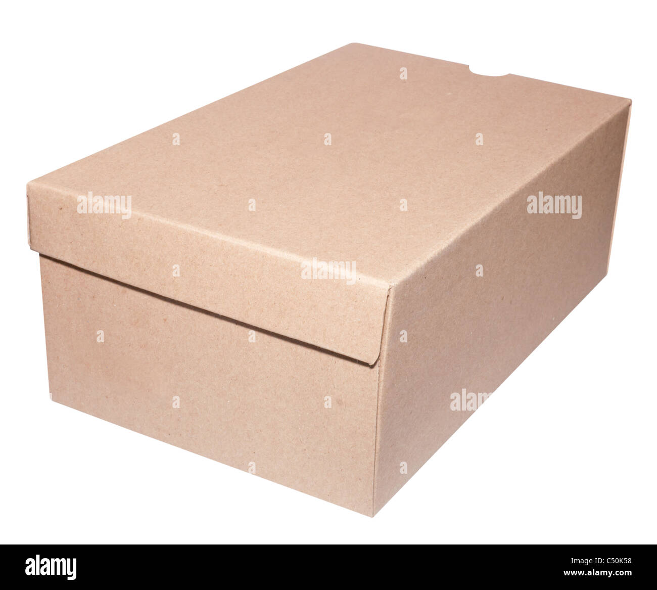 Brown Blank Cardboard Box Isolated on White - With Clipping Path Stock Photo