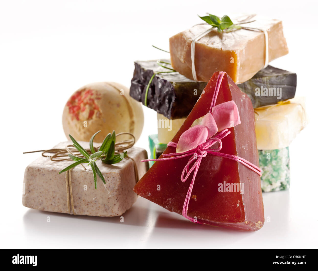 Range of different soaps on a white background Stock Photo Alamy