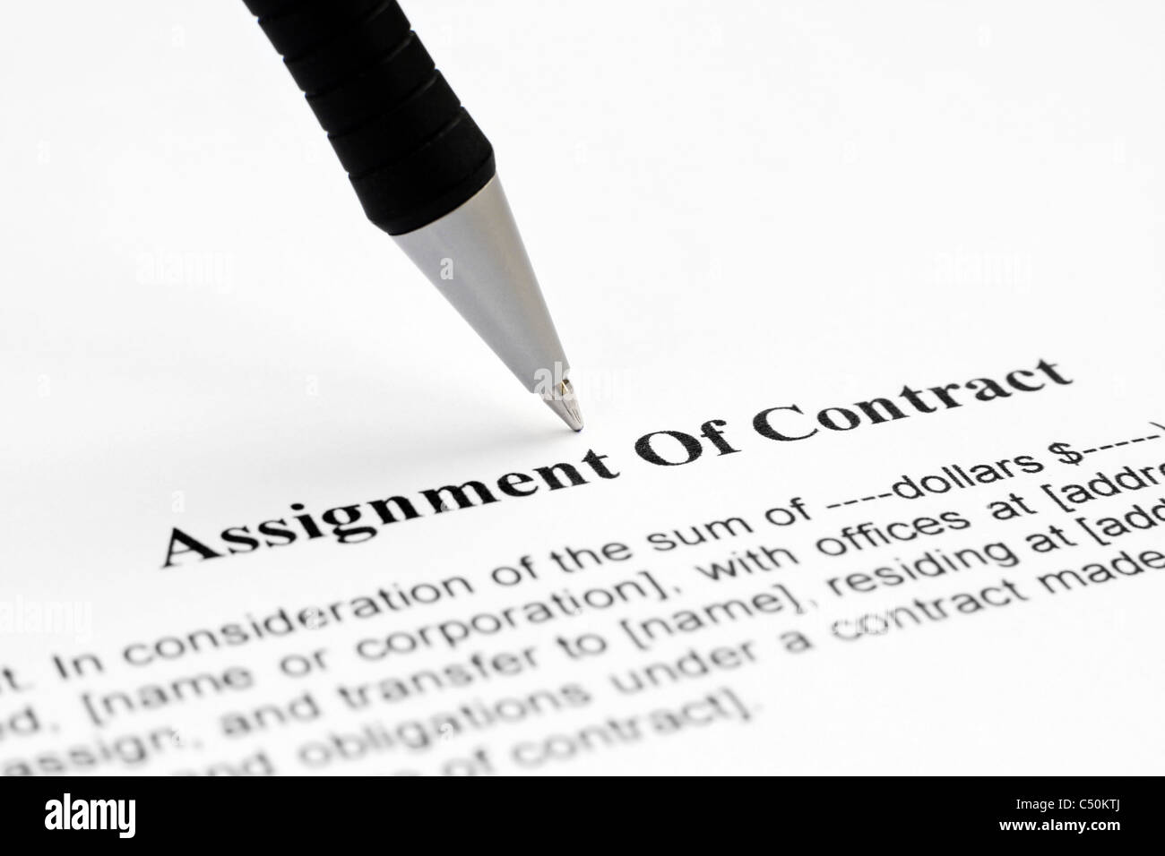 Assignment of contract stock photo alamy