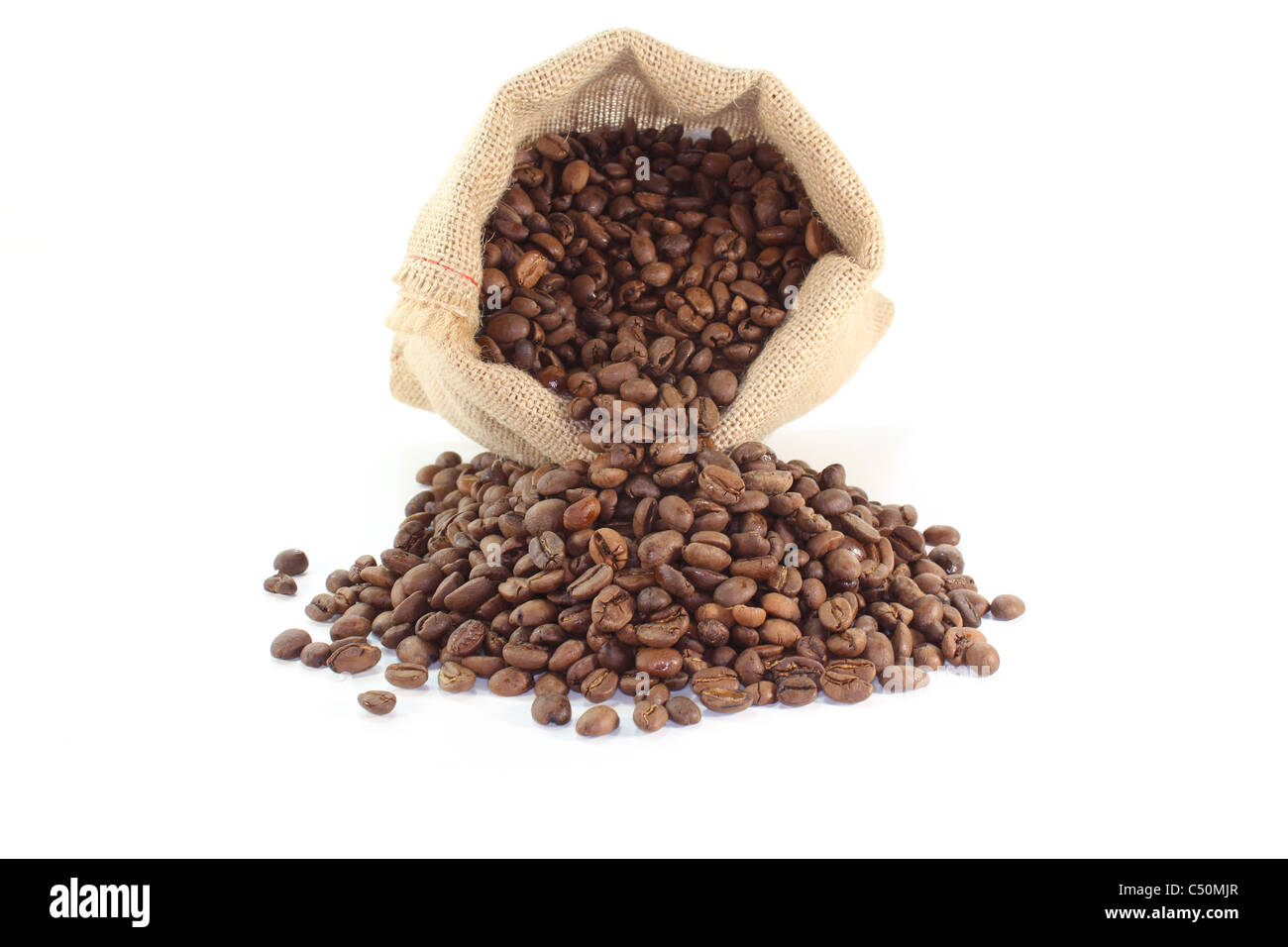 a bag of coffee beans on white background Stock Photo - Alamy