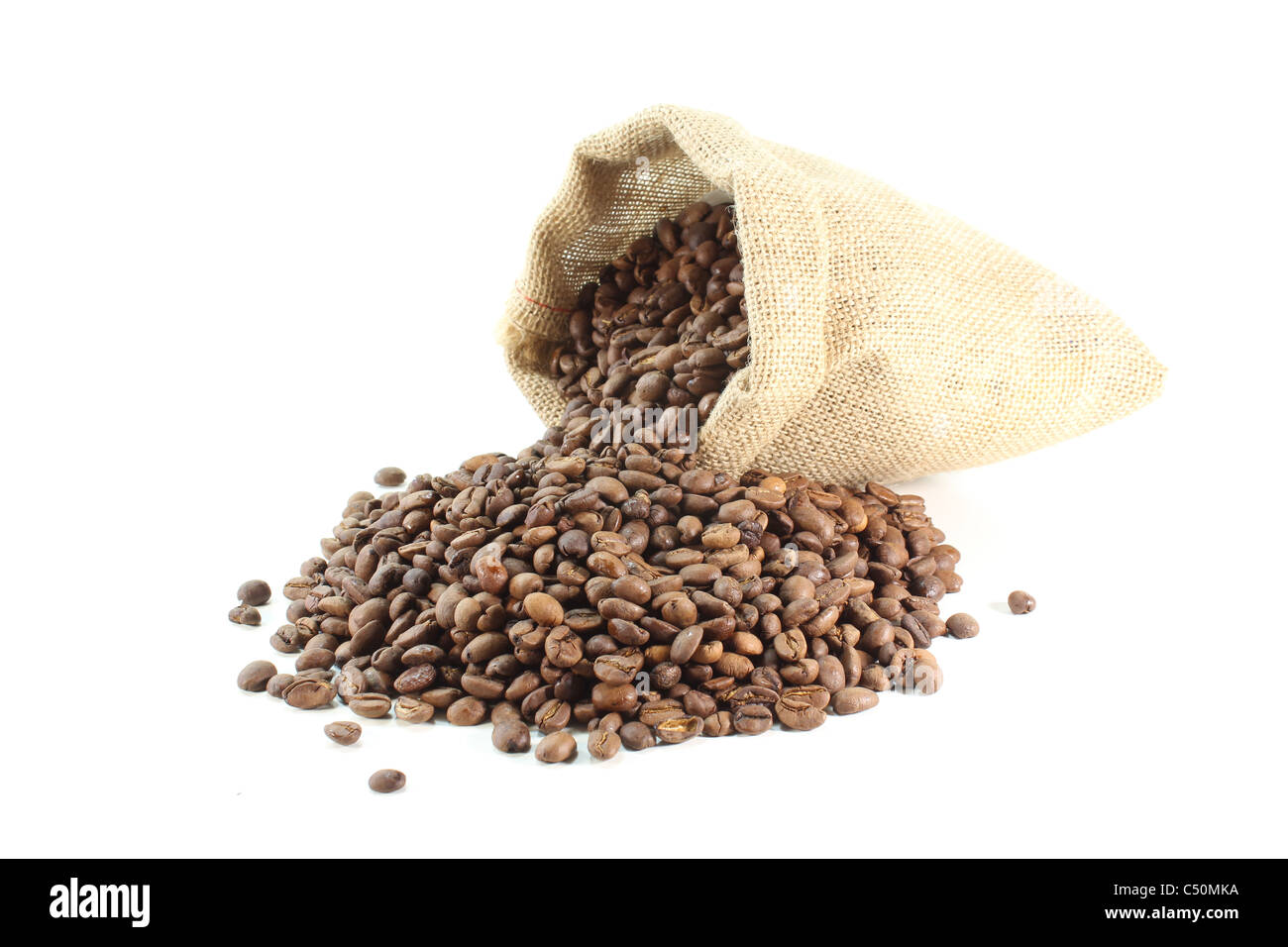 a bag of coffee beans on white background Stock Photo Alamy