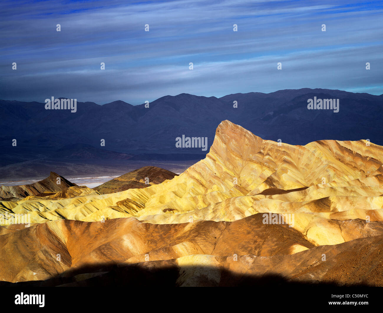 Manly Peak from Zabriskie Point sunrise. Death Valley National Park, California Stock Photo