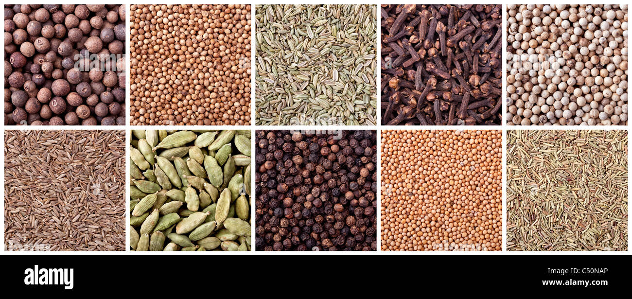 Background of different spices Stock Photo