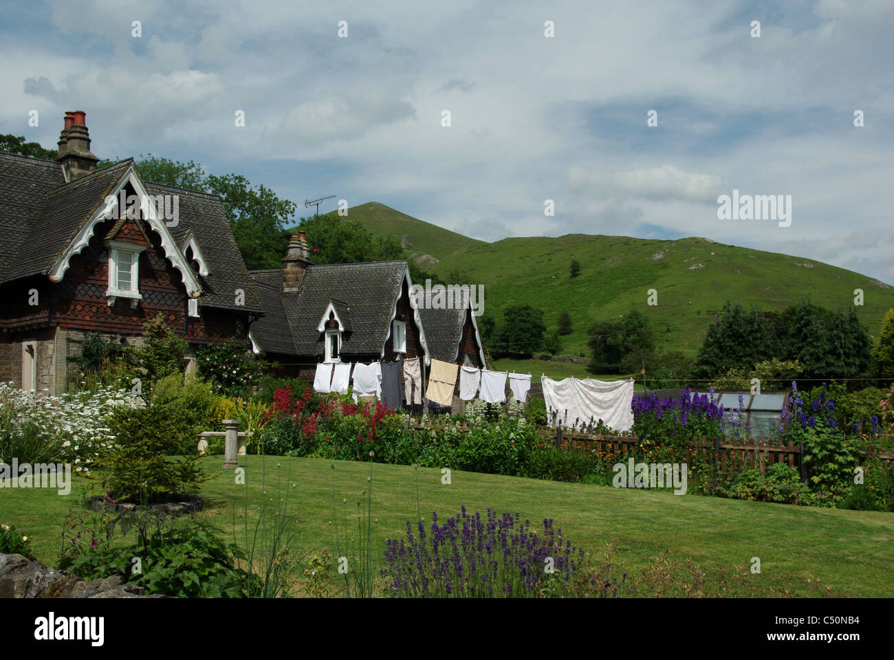 Washday in the Staffordshire village of Ilam Stock Photo