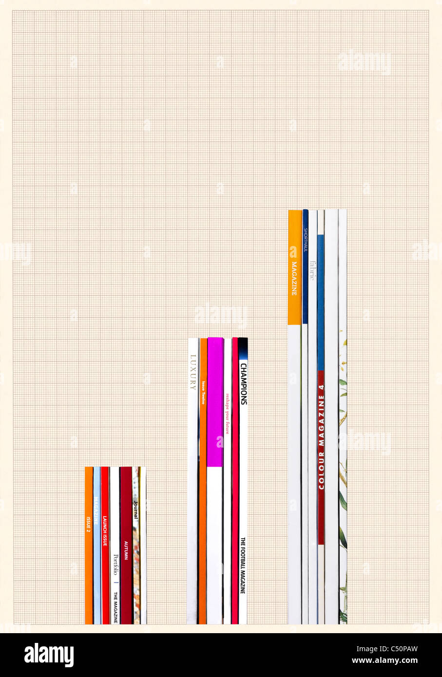 Magazines positioned to form a graph Stock Photo