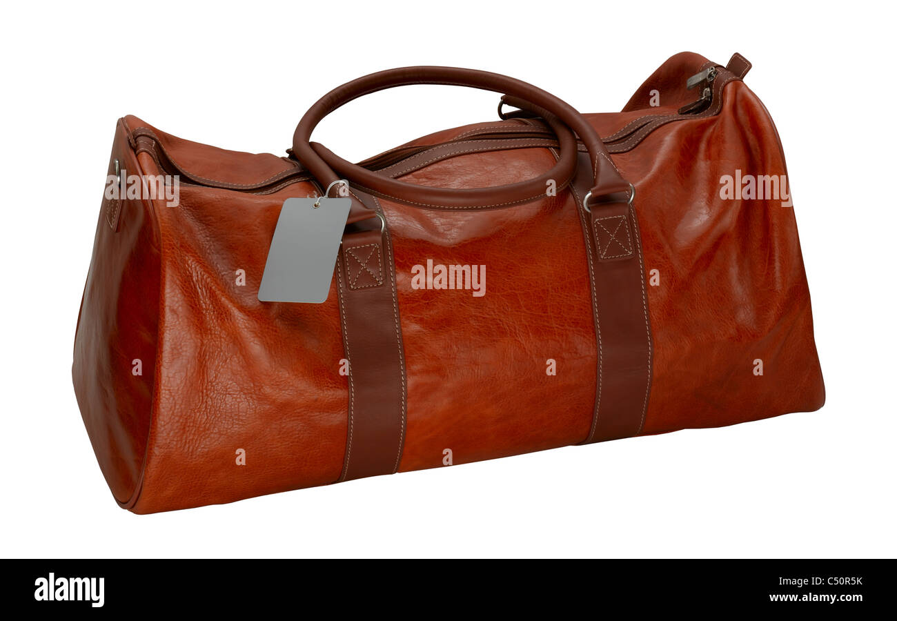 A quality leather holdall bag Stock Photo