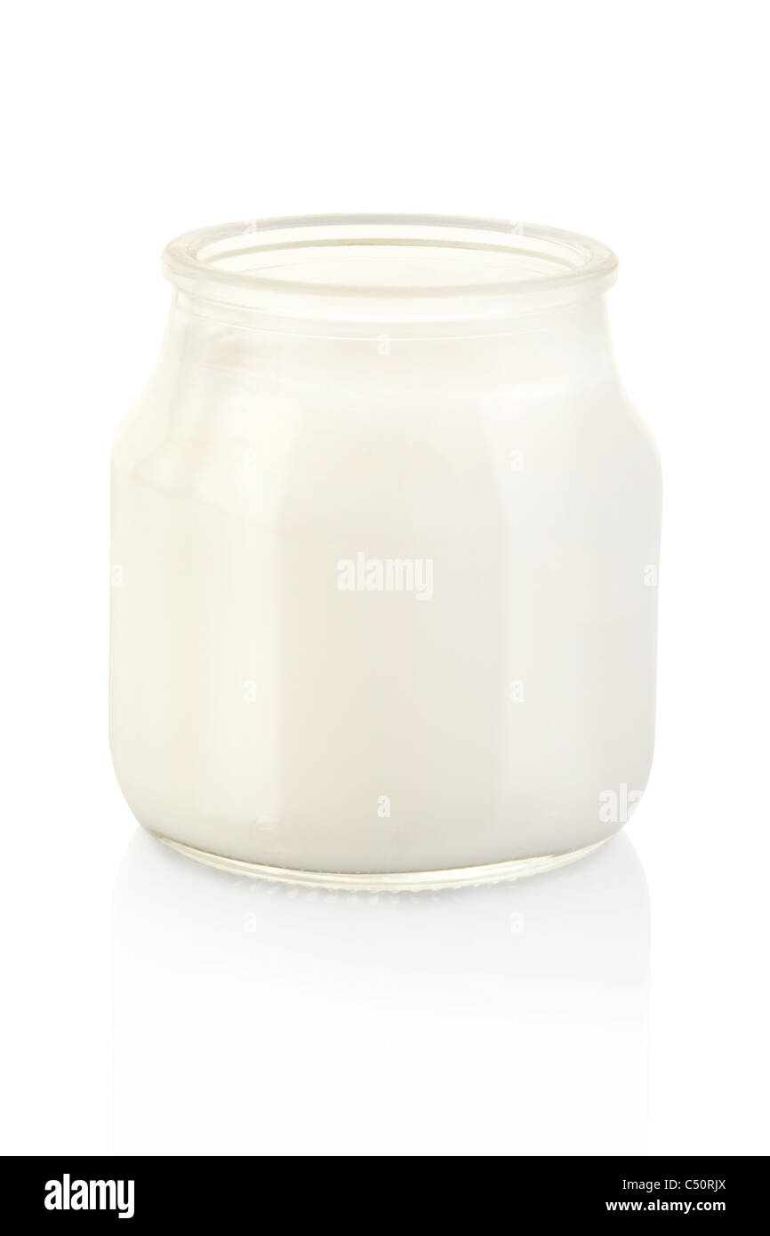 Yogurt glass jar Stock Photo