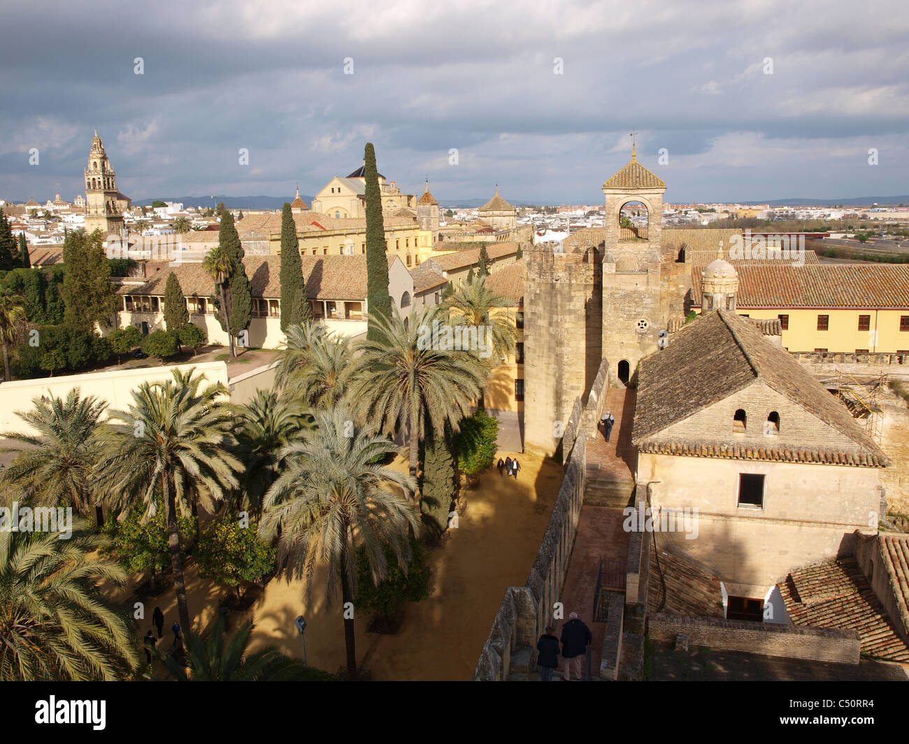The old part of Cordoba in the late afternoon sun overlooking the town. Stock Photo