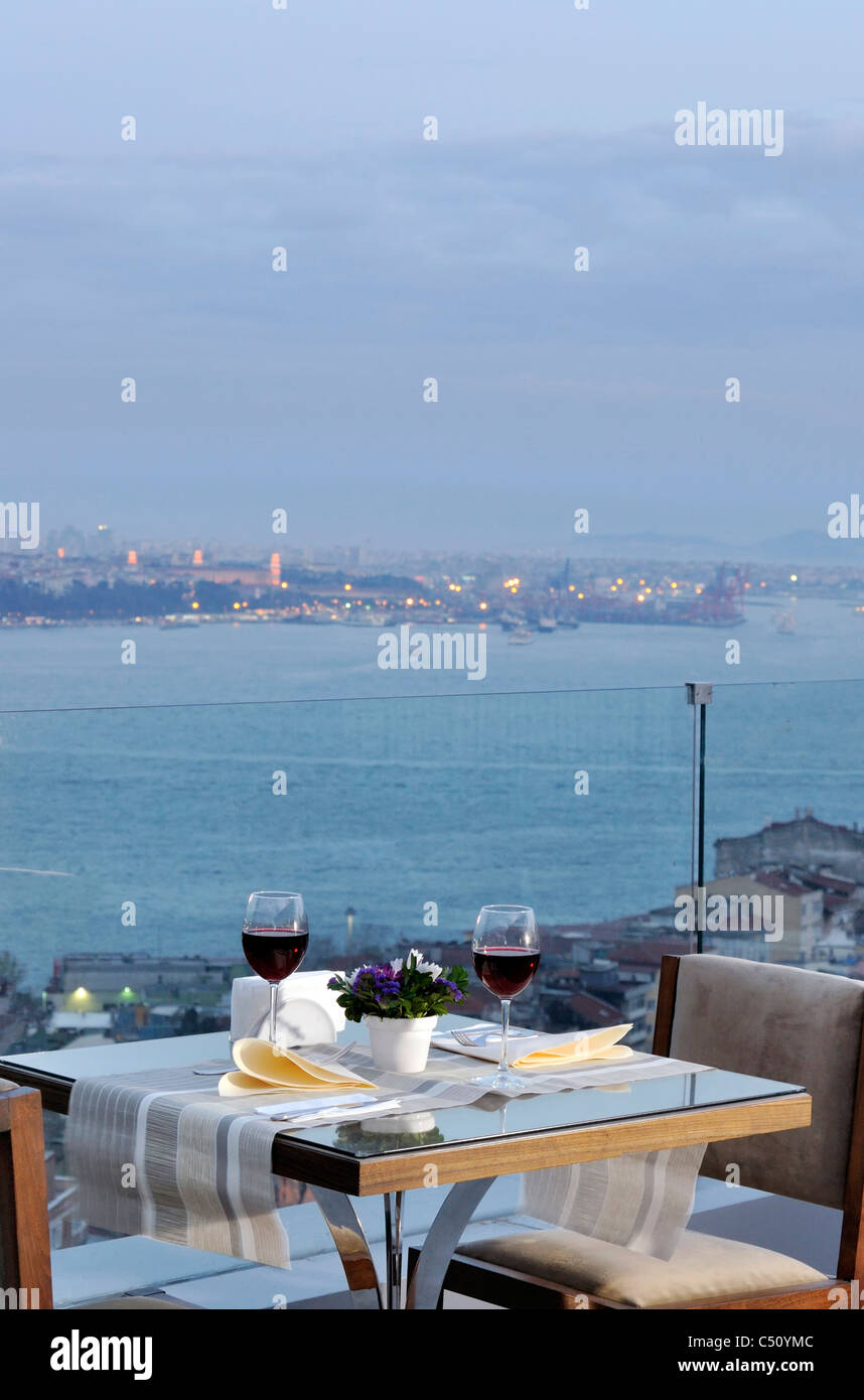 panoramic view of İIstanbul city and Bosphorus , from the penthouse of ...