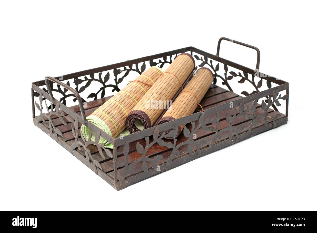 Iron Wood Tray Stock Photo Alamy