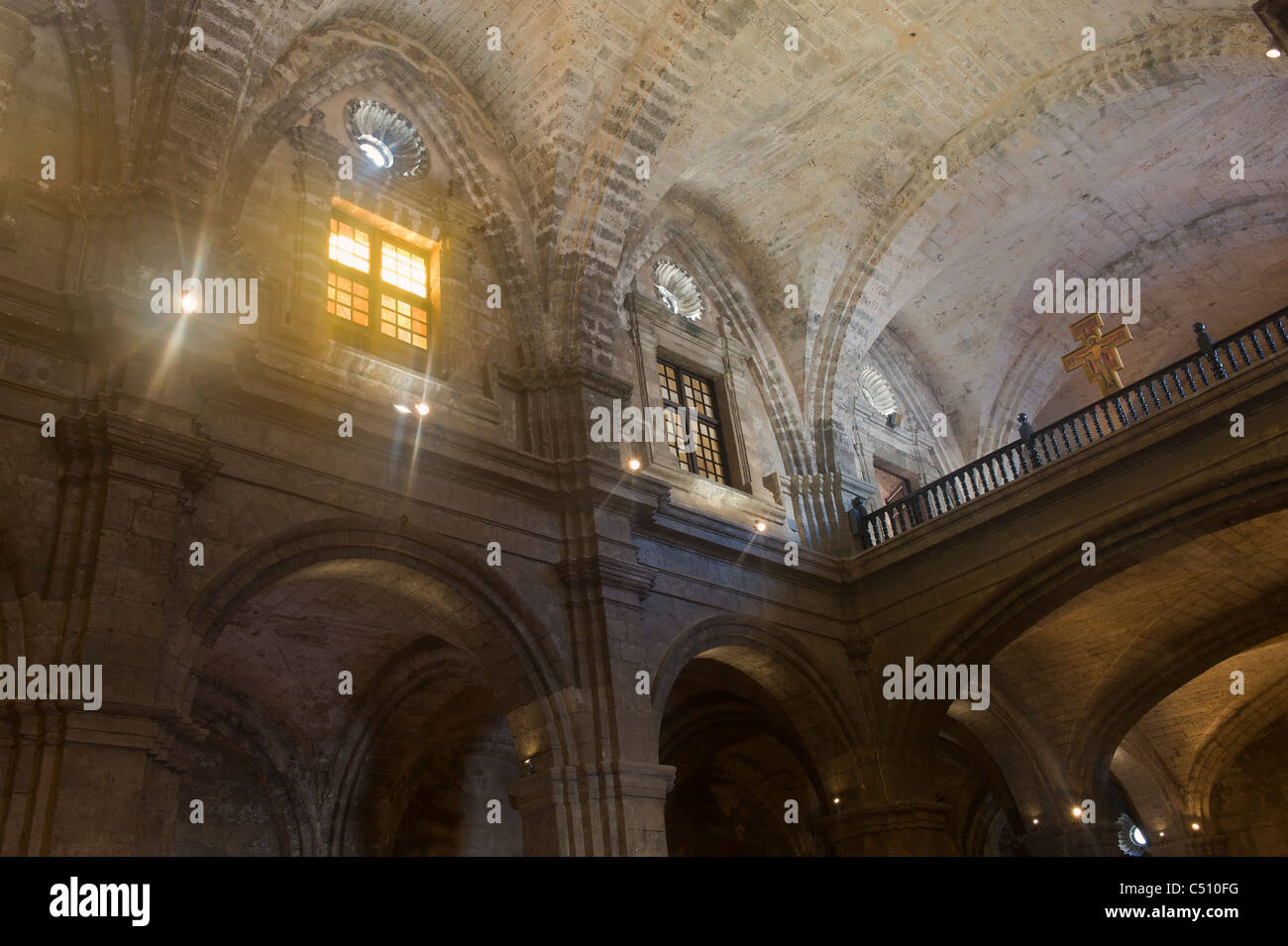 Main nave of the San Francisco de Asis Church and Convent, Havana old City, Cuba Stock Photo