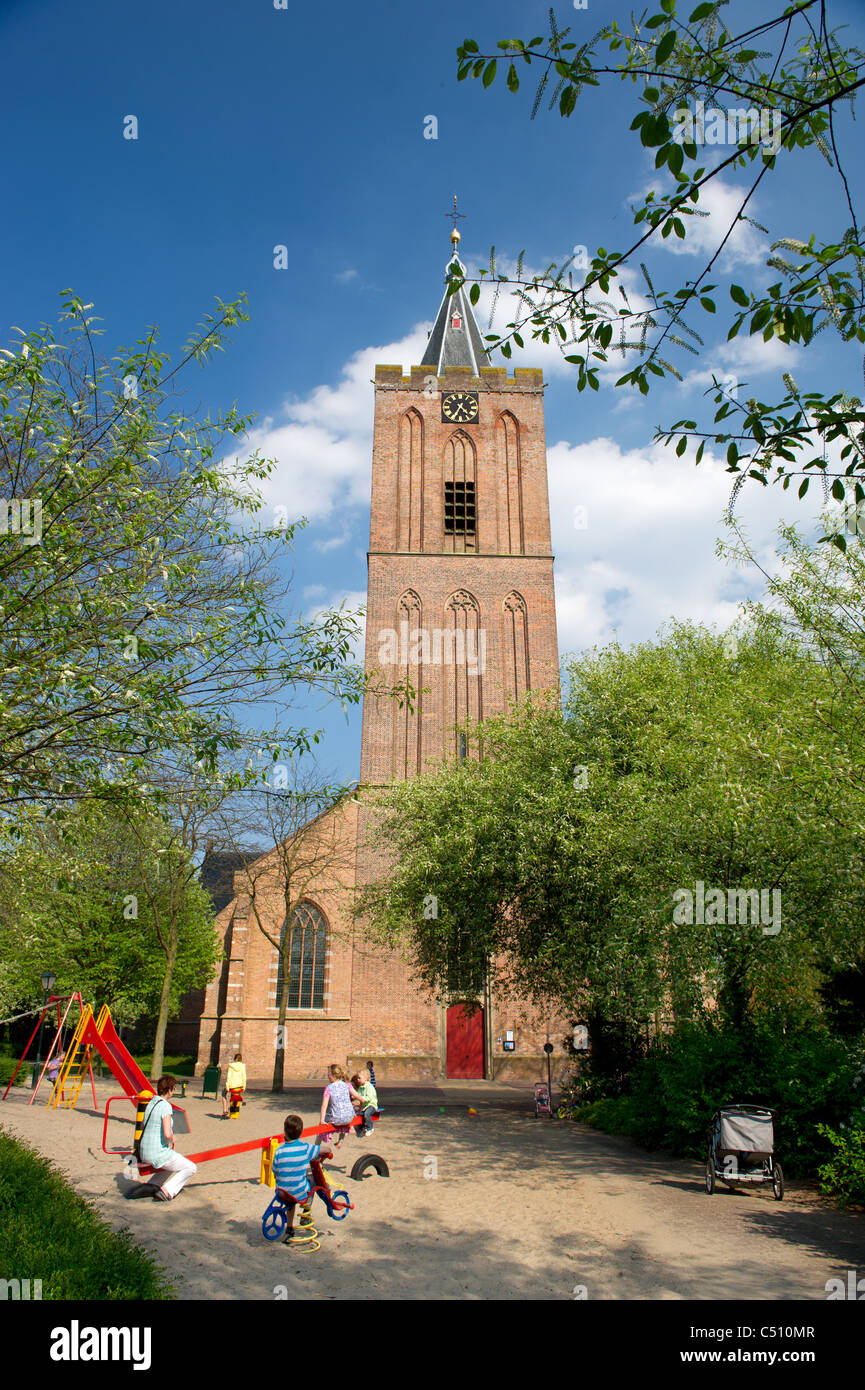 Church and play garden in Dutch Naarden Vesting Stock Photo