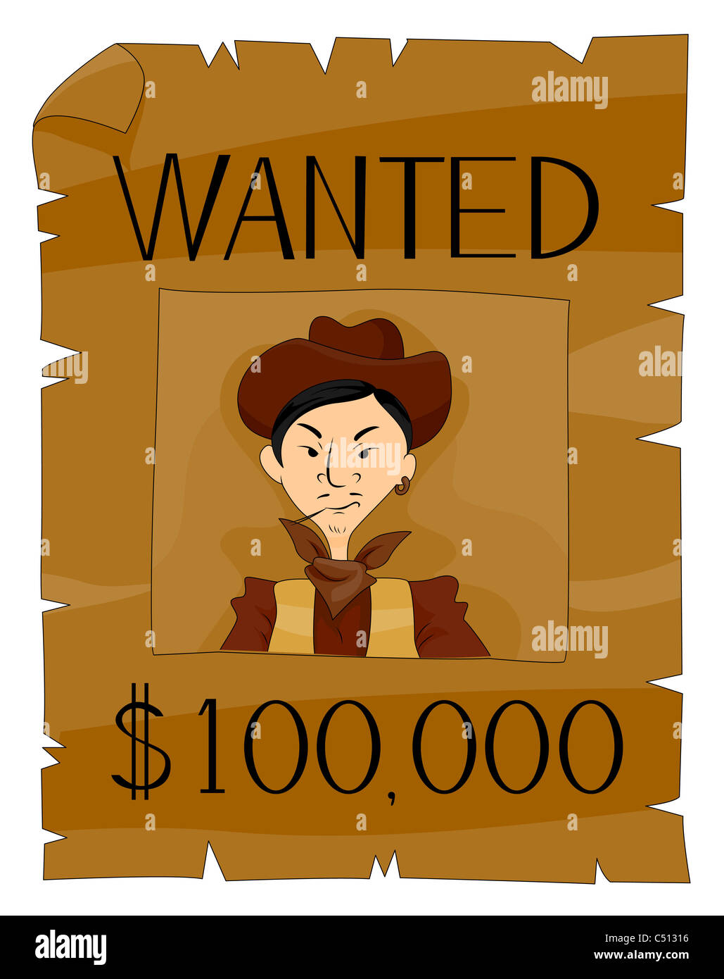 Wanted Poster with clipping path Stock Photo