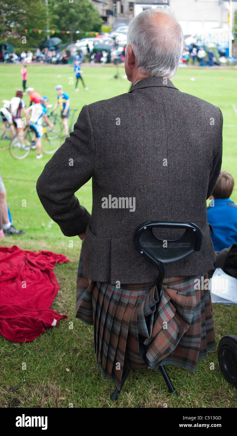 Man in Kilt Sitting at Ceres Highland Games, Fife Stock Photo Alamy